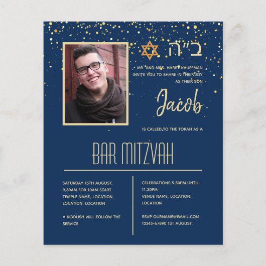 BUDGET Foto Bar Mitzvah Aangepaste Achtergrond Kle (Voorkant)