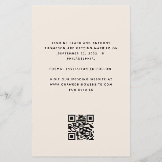 Budget Foto Beige QR-code Save the Date (Achterkant)
