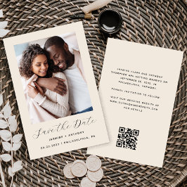 Budget Foto Beige QR-code Save the Date
