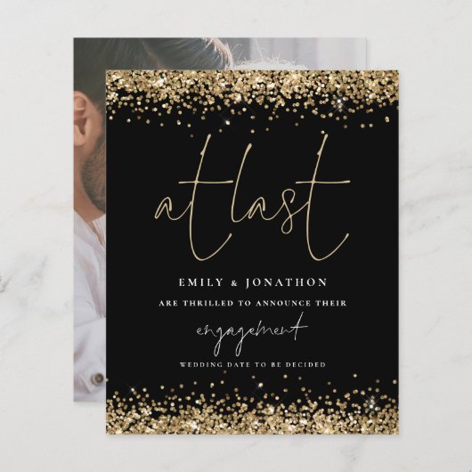 Budget Foto bij laatste Gold Glitter Verloving (Voorkant / Achterkant)