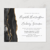 Budget Foto Black Gold Agate Wedding Invitation (Voorkant)