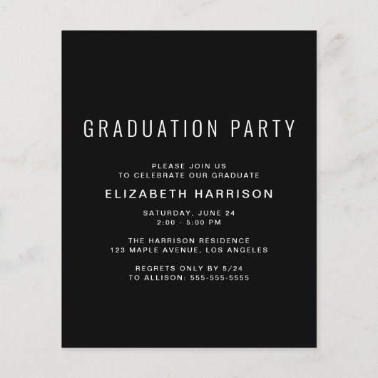 Budget Foto Black Graduparty Uitnodiging (Achterkant)