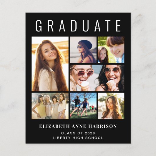 Budget Foto Black Graduparty Uitnodiging (Voorkant)