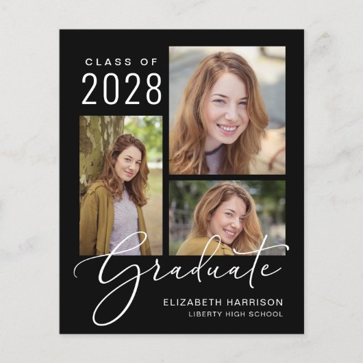 Budget Foto Black Graduparty Uitnodiging (Voorkant)