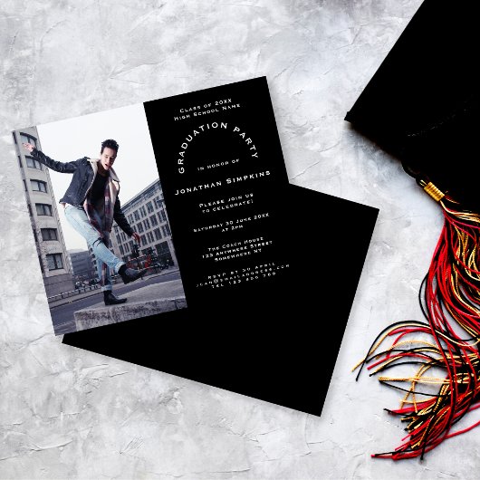 Budget Foto Black Graduparty Uitnodiging