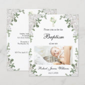 Budget Foto Bloemen Doop Doop Uitnodiging (Voorkant / Achterkant)