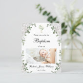 Budget Foto Bloemen Doop Doop Uitnodiging (Staand voorkant)