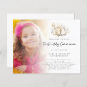 Budget foto Bloemen Eerste Heilige Communie Uitnod (Voorkant / Achterkant)