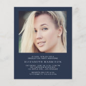 Budget Foto Blue Graduation Party Uitnodiging (Achterkant)