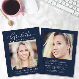 Budget Foto Blue Graduation Party Uitnodiging