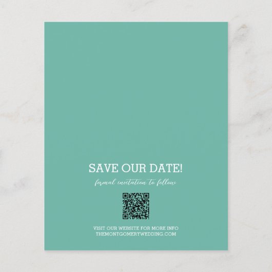 Budget Foto Bruiloft Aqua Save The Date (Achterkant)