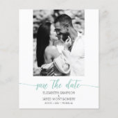 Budget Foto Bruiloft Aqua Save The Date (Voorkant)