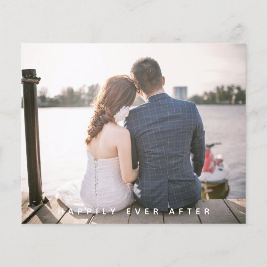 BUDGET Foto bruiloft Bedankt Moderne Sage Simple (Achterkant)