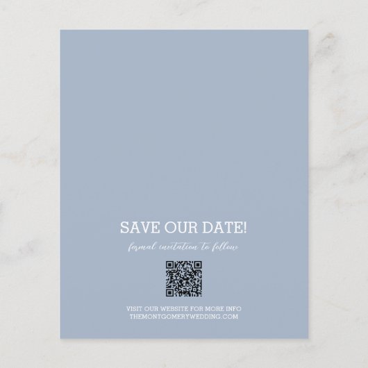Budget Foto Bruiloft Dusty Blue Save The Date (Achterkant)