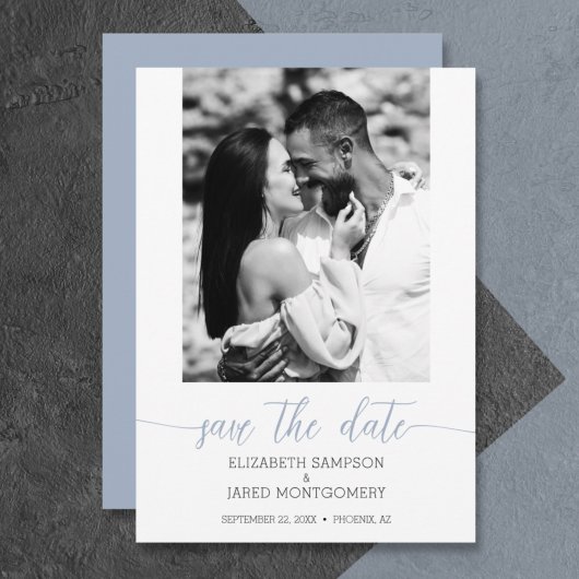 Budget Foto Bruiloft Dusty Blue Save The Date