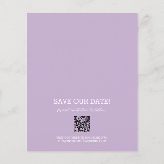 Budget Foto Bruiloft Lavendel Save The Date (Achterkant)