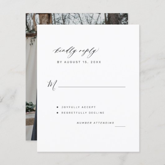 Budget foto bruiloft RSVP-kaart (Voorkant / Achterkant)