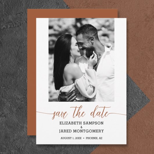 Budget Foto Bruiloft Terracotta Save The Date