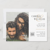 Budget foto bruiloft uitnodiging save date QR code (Voorkant)