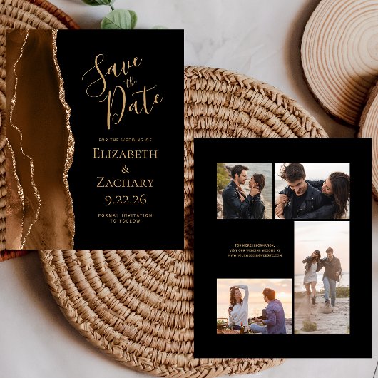 Budget Foto Bruin Gouden Agaat Zwart Save the Date