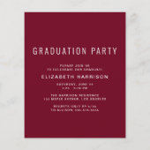 Budget Foto Burgundy Graduparty Uitnodiging (Achterkant)