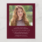 Budget Foto Burgundy Graduparty Uitnodiging (Achterkant)