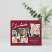 Budget Foto Burgundy Graduparty Uitnodiging (Staand voorkant)