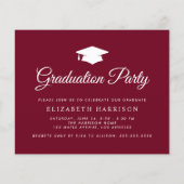 Budget Foto Burgundy Graduparty Uitnodiging (Achterkant)