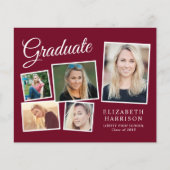 Budget Foto Burgundy Graduparty Uitnodiging (Voorkant)