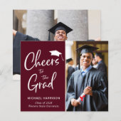 Budget Foto Burgundy Red Afstuderen Aankondiging (Voorkant / Achterkant)