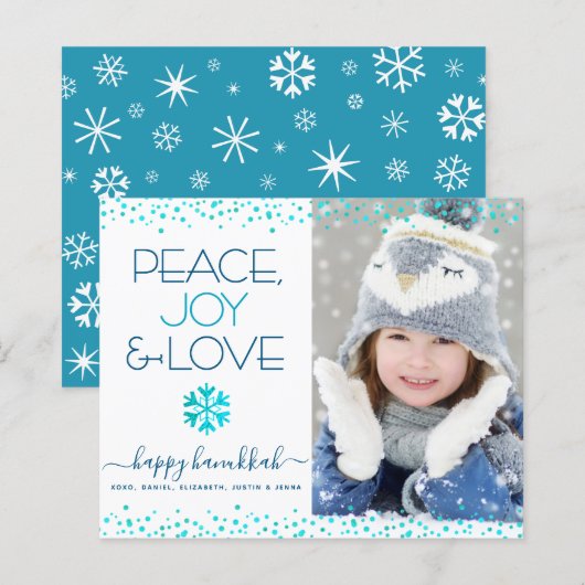 Budget foto Chanoeka Peace Love Sneeuwvlok Kaart (Voorkant / Achterkant)