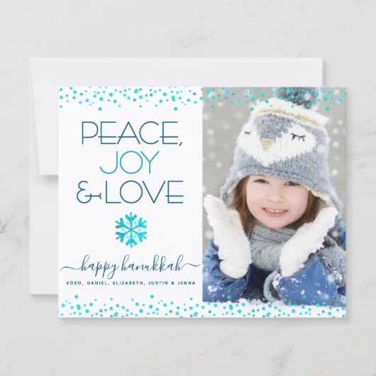 Budget foto Chanoeka Peace Love Sneeuwvlok Kaart (Voorkant)