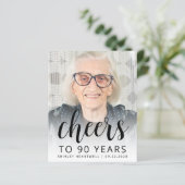 Budget Foto Cheers Zwarte Script 90ste Verjaardag (Staand voorkant)