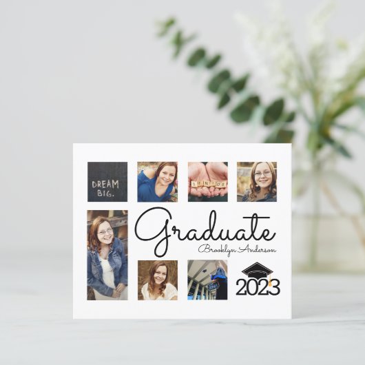 BUDGET Foto Collage Afstuderen aankondiging (Staand voorkant)