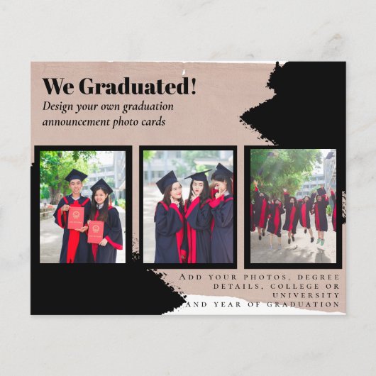 BUDGET Foto Collage AFSTUDEREN Aankondiging Kaarte (Voorkant)