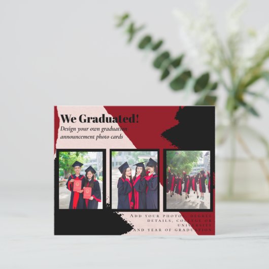 BUDGET Foto Collage AFSTUDEREN Aankondiging Kaarte (Staand voorkant)