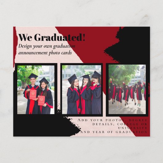 BUDGET Foto Collage AFSTUDEREN Aankondiging Kaarte (Voorkant)