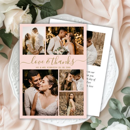 Budget Foto Collage Blush Weddenschap Bedankt Flye