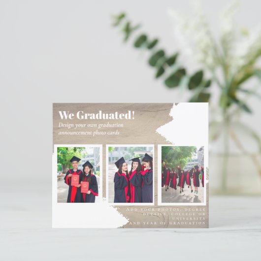 BUDGET Foto Collage GRADUATIE Aankondigingskaarten (Staand voorkant)