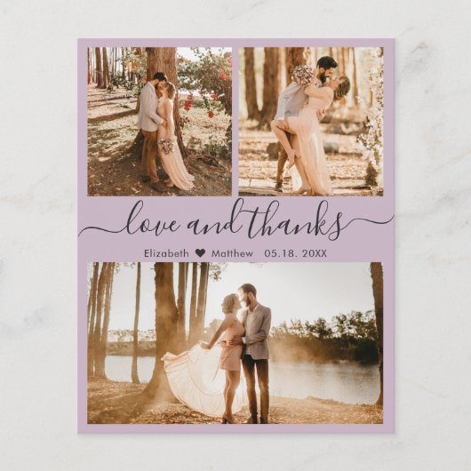 Budget Foto Collage Lila Weddenschap Bedankt Flyer (Voorkant)