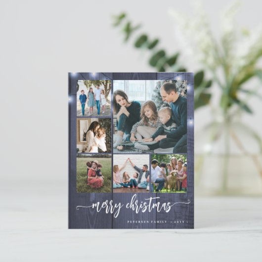 Budget foto collage Merry Kerstfeestdag Kaart (Staand voorkant)
