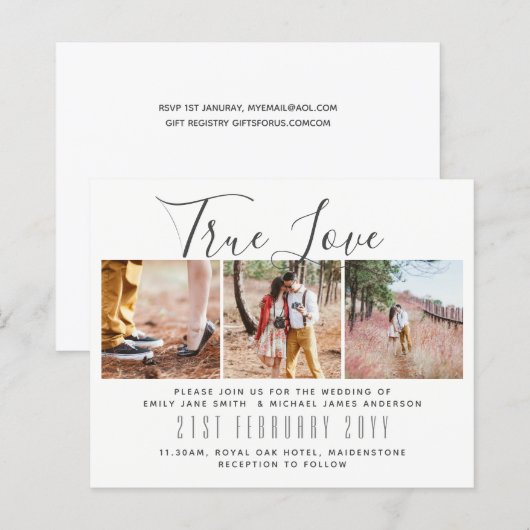 Budget Foto Collage Overlay Tekst Trouwkaart Uitno (Voorkant / Achterkant)