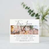 Budget Foto Collage Overlay Tekst Trouwkaart Uitno (Staand voorkant)