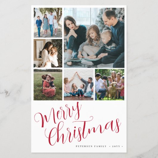 Budget foto collage rood Vrolijk Kerstfeest Flyer (Voorkant)