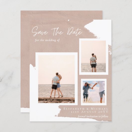 BUDGET Foto Collage Save Date Moderne Abstract (Voorkant / Achterkant)