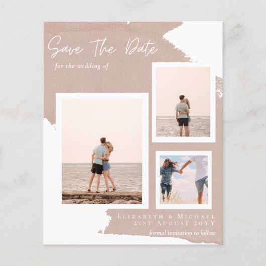 BUDGET Foto Collage Save Date Moderne Abstract (Voorkant)