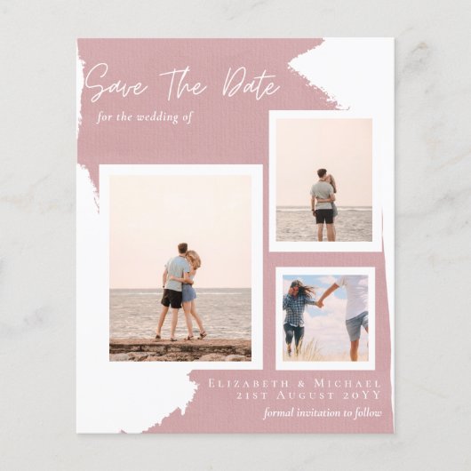 BUDGET Foto Collage Save Date Moderne Abstract Flyer (Voorkant)