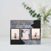 BUDGET Foto collage Save Date Weddenschap Modern (Staand voorkant)