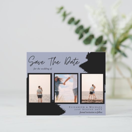 BUDGET Foto collage Save Date Weddenschap Modern (Staand voorkant)