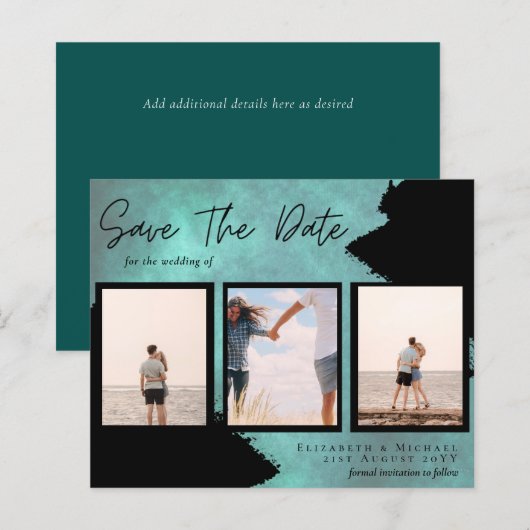 BUDGET Foto collage Save Date Weddenschap Modern (Voorkant / Achterkant)